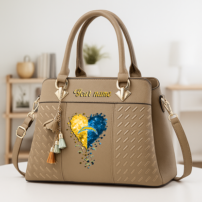 LIMITED EDITION - NEW CUSTOMIZED NFL09 LAC LOS ANGELES CHARGERS ZIP HANDBAG MULTICOLOR
