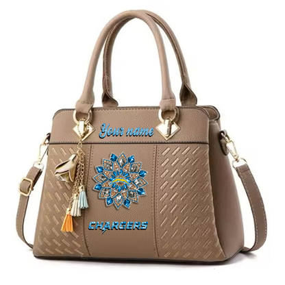 LIMITED EDITION - NEW CUSTOMIZED NFL09 LAC LOS ANGELES CHARGERS WOMEN'S ZIP HANDBAG MULTICOLOR