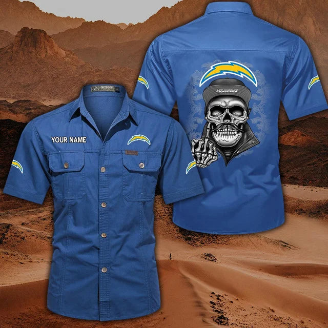 [SPECIAL OFFER] NEW CUSTOMIZED NFL09 LAC LOS ANGELES CHARGERS MUTICOLOR MEN'S CARGO SHIRT