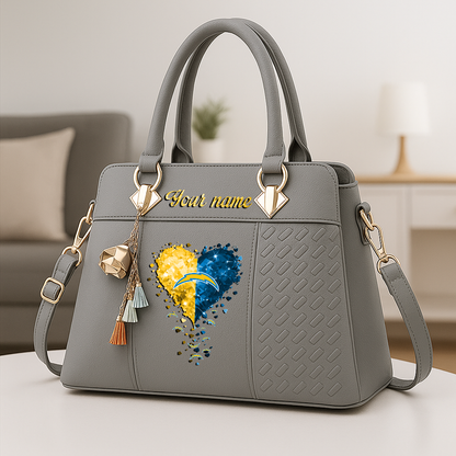 LIMITED EDITION - NEW CUSTOMIZED NFL09 LAC LOS ANGELES CHARGERS ZIP HANDBAG MULTICOLOR