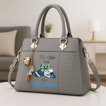 LIMITED EDITION - NEW CUSTOMIZED NFL09 LAC LOS ANGELES CHARGERS WOMEN'S ZIP HANDBAG MULTICOLOR