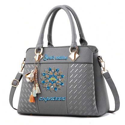 LIMITED EDITION - NEW CUSTOMIZED NFL09 LAC LOS ANGELES CHARGERS WOMEN'S ZIP HANDBAG MULTICOLOR