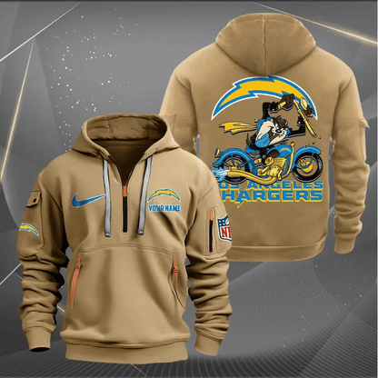 [SPECIAL OFFER] NEW CUSTOMIZED NFL09 LAC LOS ANGELES CHARGERS MUTICOLOR QUARTER ZIP HOODIE