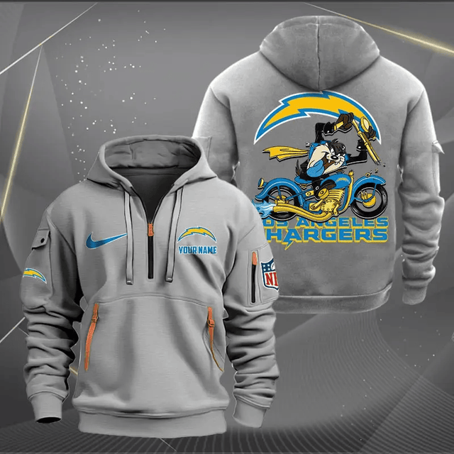 [SPECIAL OFFER] NEW CUSTOMIZED NFL09 LAC LOS ANGELES CHARGERS MUTICOLOR QUARTER ZIP HOODIE