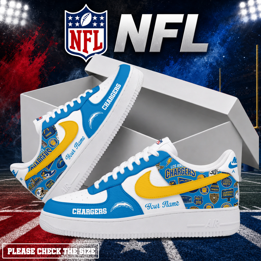 LIMITED EDITION - NEW CUSTOMIZED NFL09 LAC LOS ANGELES CHARGERS AF1 SHOES