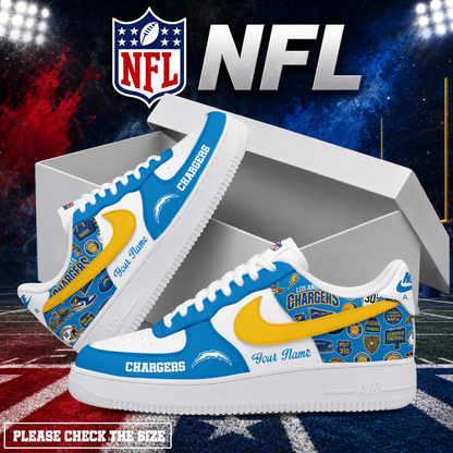 LIMITED EDITION - NEW CUSTOMIZED NFL09 LAC LOS ANGELES CHARGERS AF1 SHOES