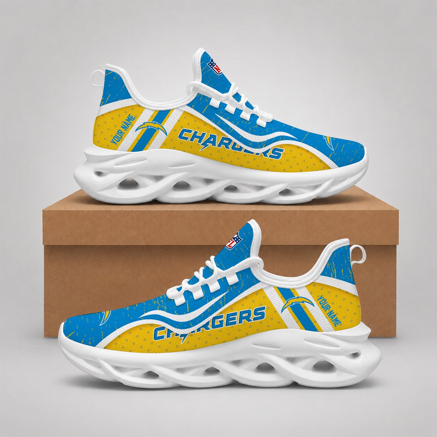 SPECIAL EDITION - NEW CUSTOMIZED NFL09 LAC LOS ANGELES CHARGERS MAX SOUL SHOES