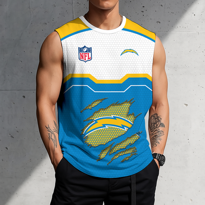 LIMITED EDITION - NEW CUSTOMIZED NFL09 LAC LOS ANGELES CHARGERS MEN'S GYM SHIRT