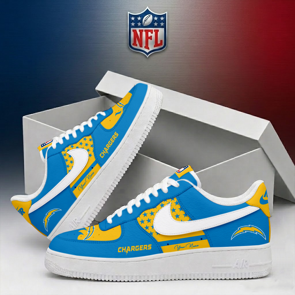 LIMITED EDITION - NEW CUSTOMIZED NFL09 LAC LOS ANGELES CHARGERS AF1 SHOES