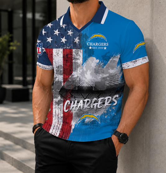 SPECIAL EDITION - NEW CUSTOMIZED NFL09 LAC LOS ANGELES CHARGERS POLO SHIRT