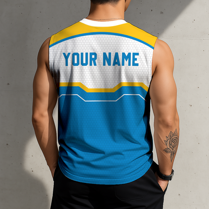 LIMITED EDITION - NEW CUSTOMIZED NFL09 LAC LOS ANGELES CHARGERS MEN'S GYM SHIRT