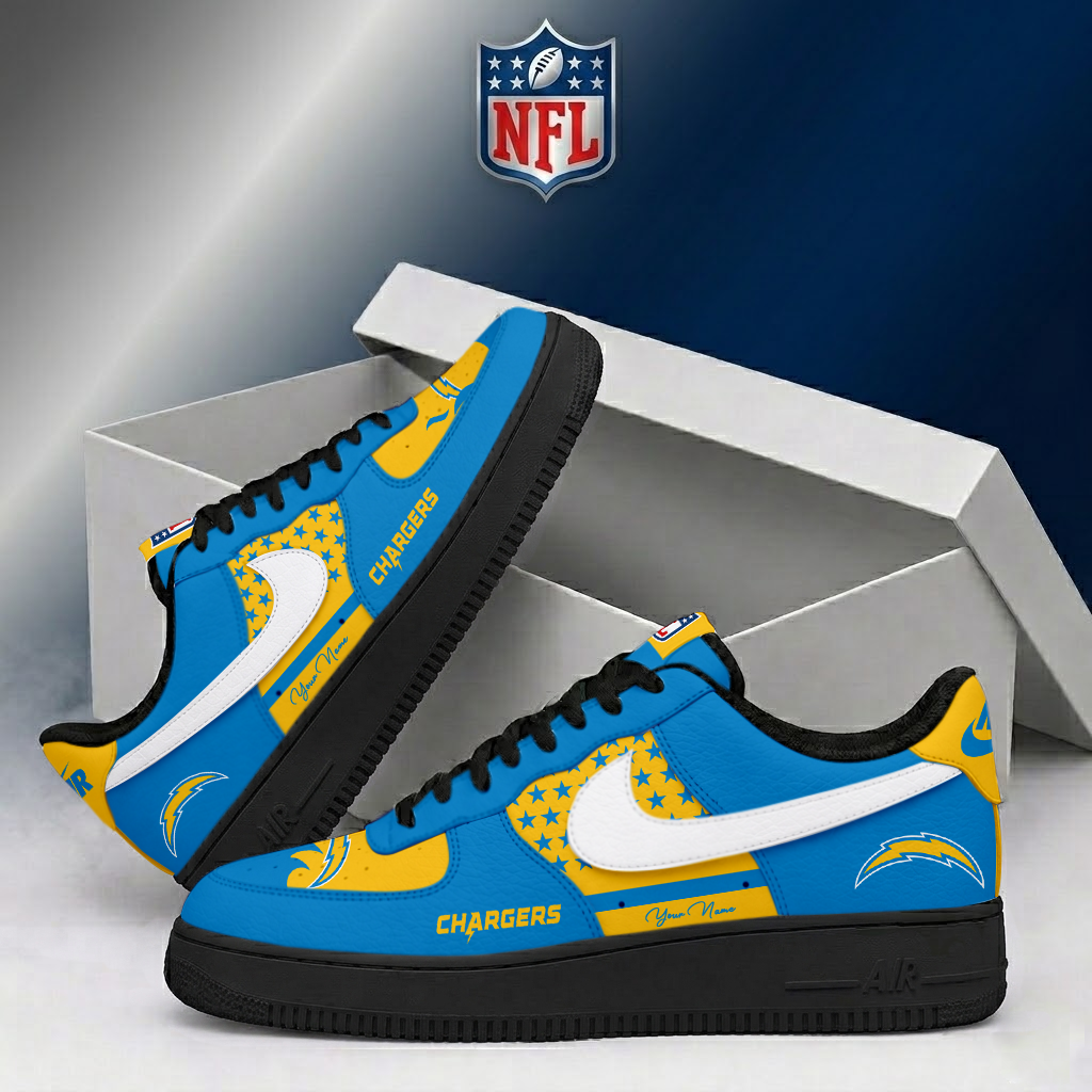 LIMITED EDITION - NEW CUSTOMIZED NFL09 LAC LOS ANGELES CHARGERS AF1 SHOES