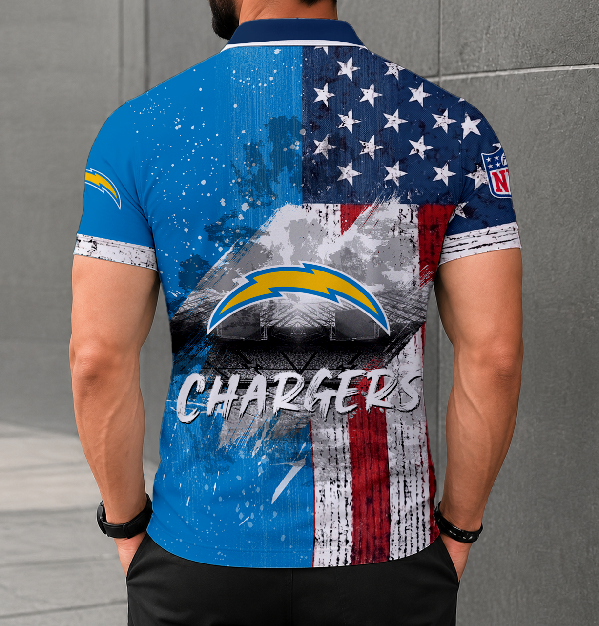 SPECIAL EDITION - NEW CUSTOMIZED NFL09 LAC LOS ANGELES CHARGERS POLO SHIRT