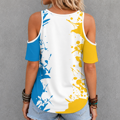 [SPECIAL OFFER] NEW CUSTOMIZED NFL09 LAC LOS ANGELES CHARGERS CRISS CROSS V-NECK TOP