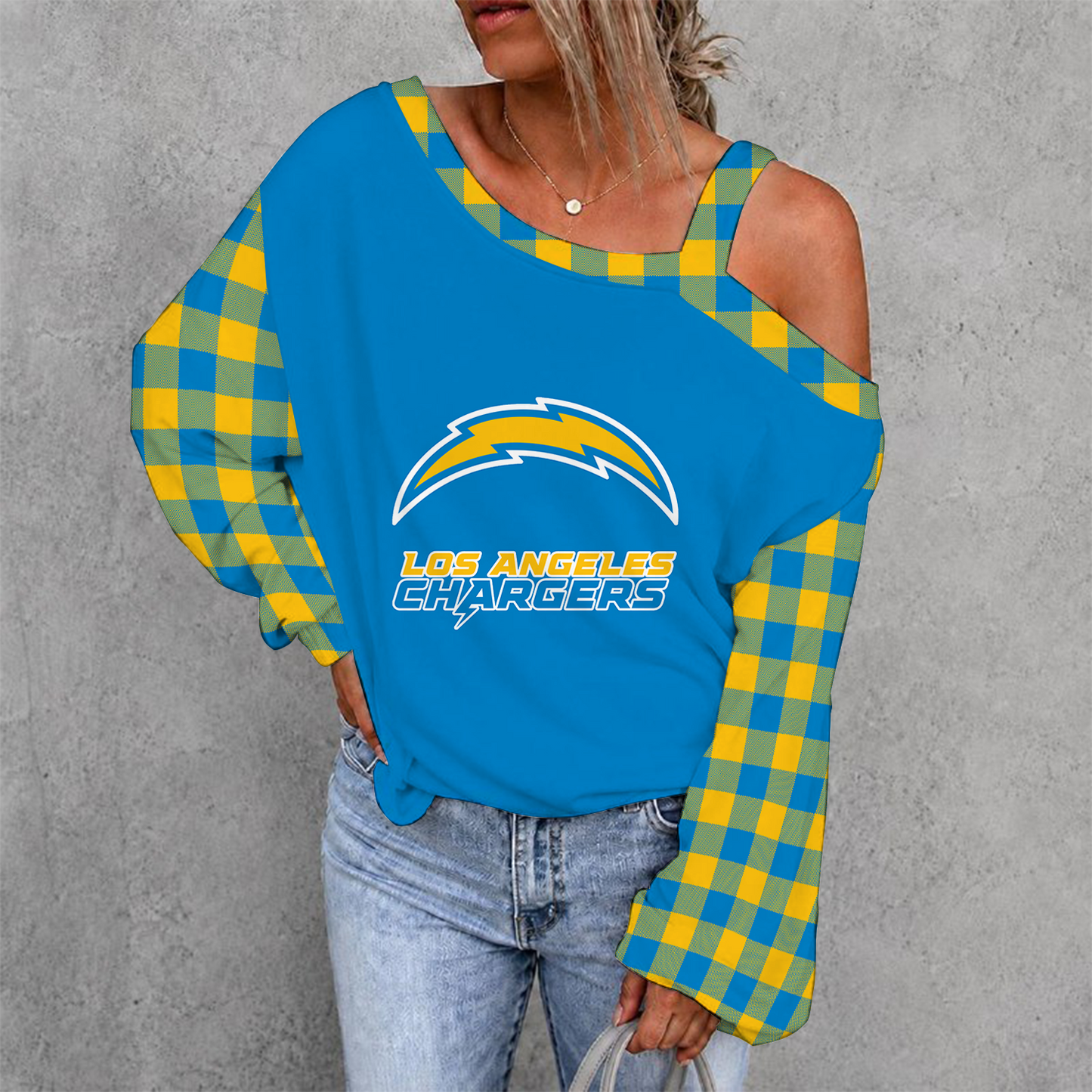 [SPECIAL OFFER] NEW CUSTOMIZED NFL09 LAC LOS ANGELES CHARGERS DROP SHOULDER SWEATSHIRT