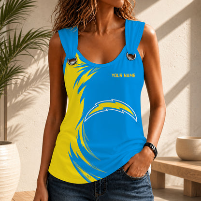 LIMITED EDITION - NEW CUSTOMIZED NFL09 LAC LOS ANGELES CHARGERS O-RING SHOULDER TANK TOP