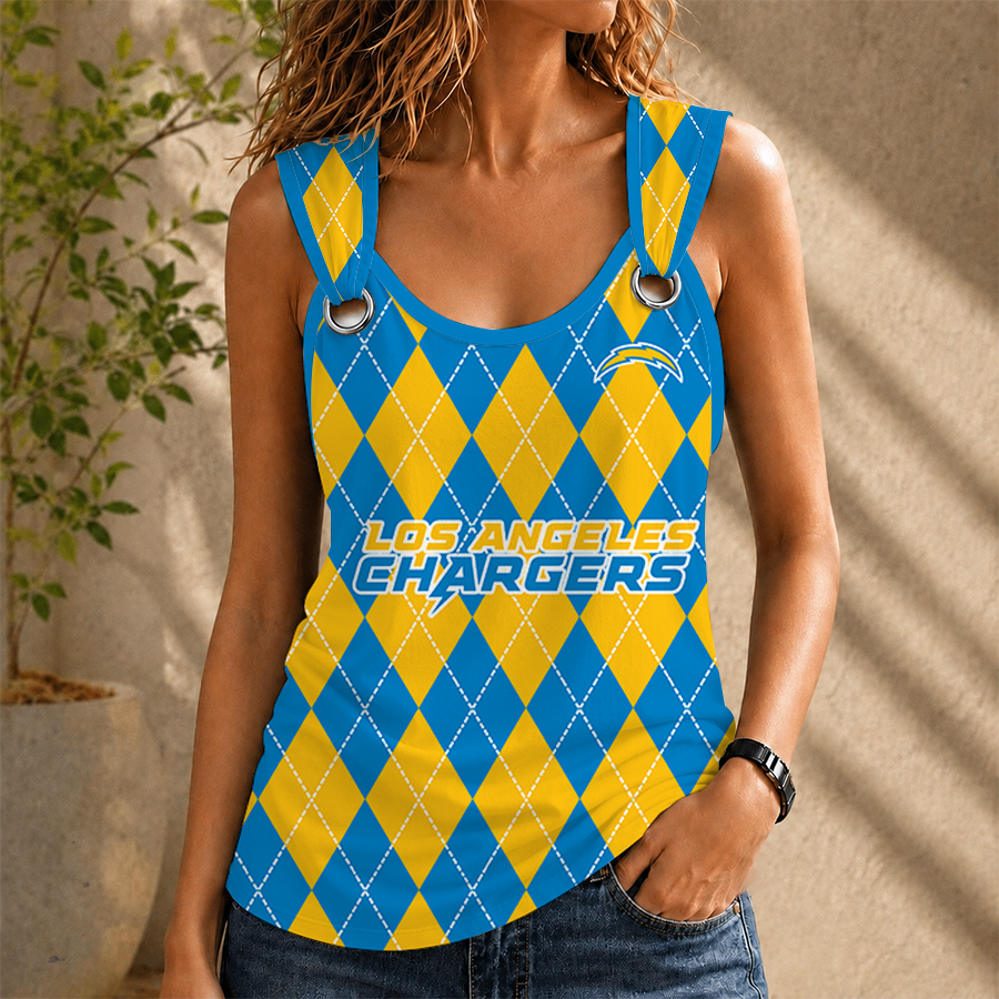 [SPECIAL OFFER] NEW CUSTOMIZED NFL09 LAC LOS ANGELES CHARGERS O-RING SHOULDER TANK TOP