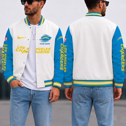 ELITE EDITION - NEW CUSTOMIZED NFL09 LAC LOS ANGELES CHARGERS SATIN VARSITY & BASEBALL JACKET
