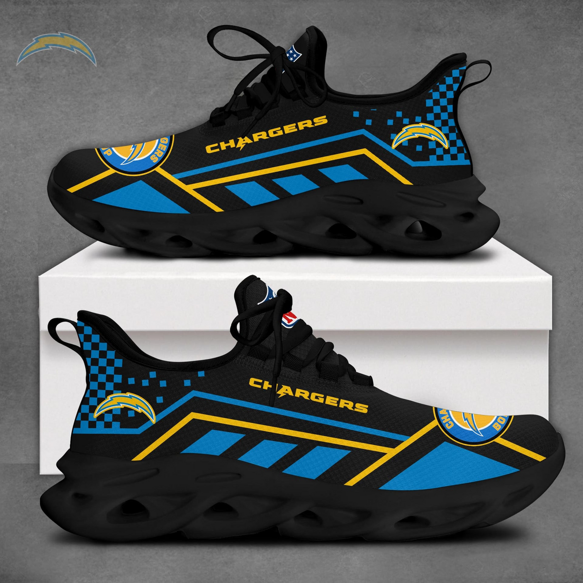 SPECIAL EDITION - NEW CUSTOMIZED NFL09 LAC LOS ANGELES CHARGERS MAX SOUL SHOES