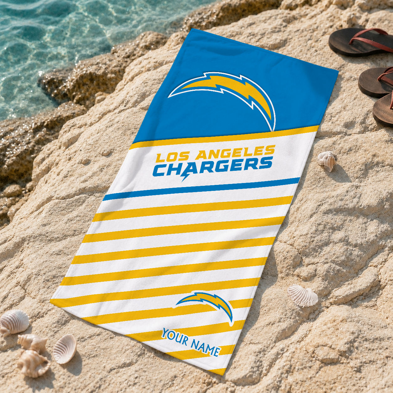 EXCLUSIVE EDITION - NEW CUSTOMIZED NFL09 LAC LOS ANGELES CHARGERS BEACH TOWEL