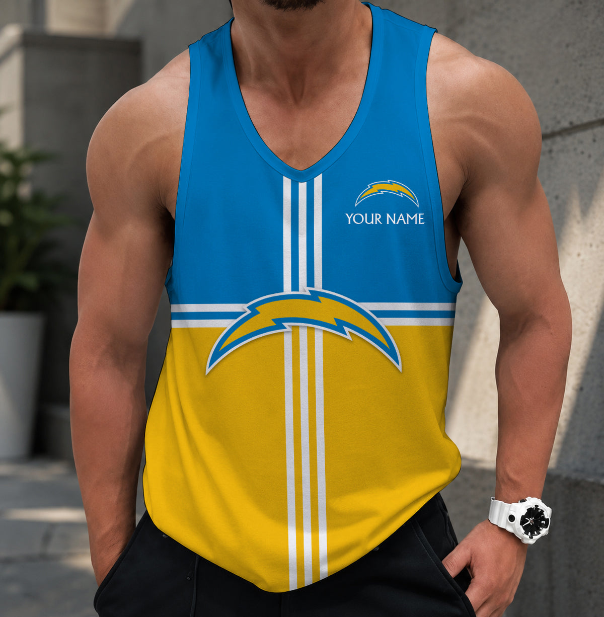 EXCLUSIVE EDITION - NEW CUSTOMIZED NFL09 LAC LOS ANGELES CHARGERS TANK TOP