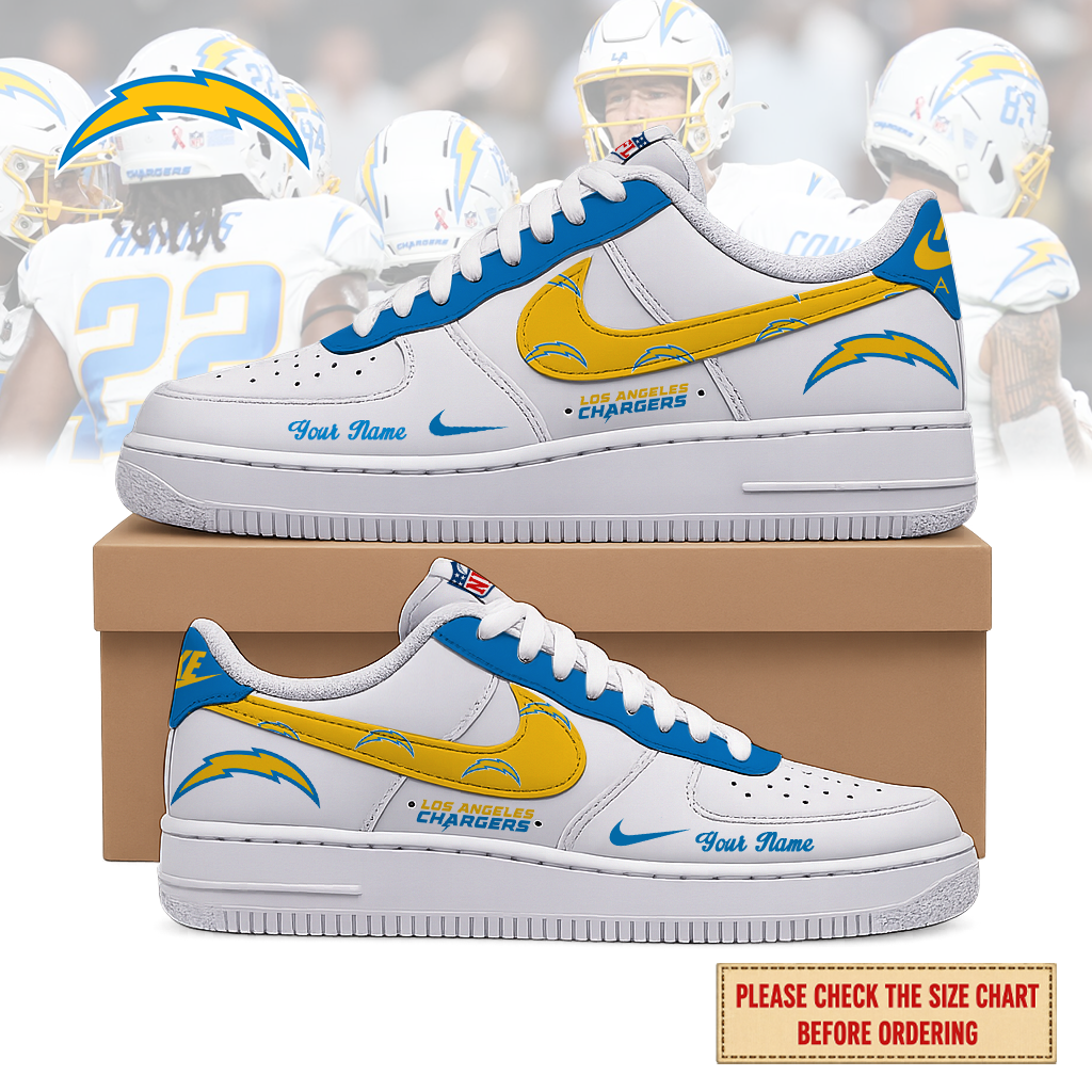 LIMITED EDITION - NEW CUSTOMIZED NFL09 LAC LOS ANGELES CHARGERS AF1 SHOES