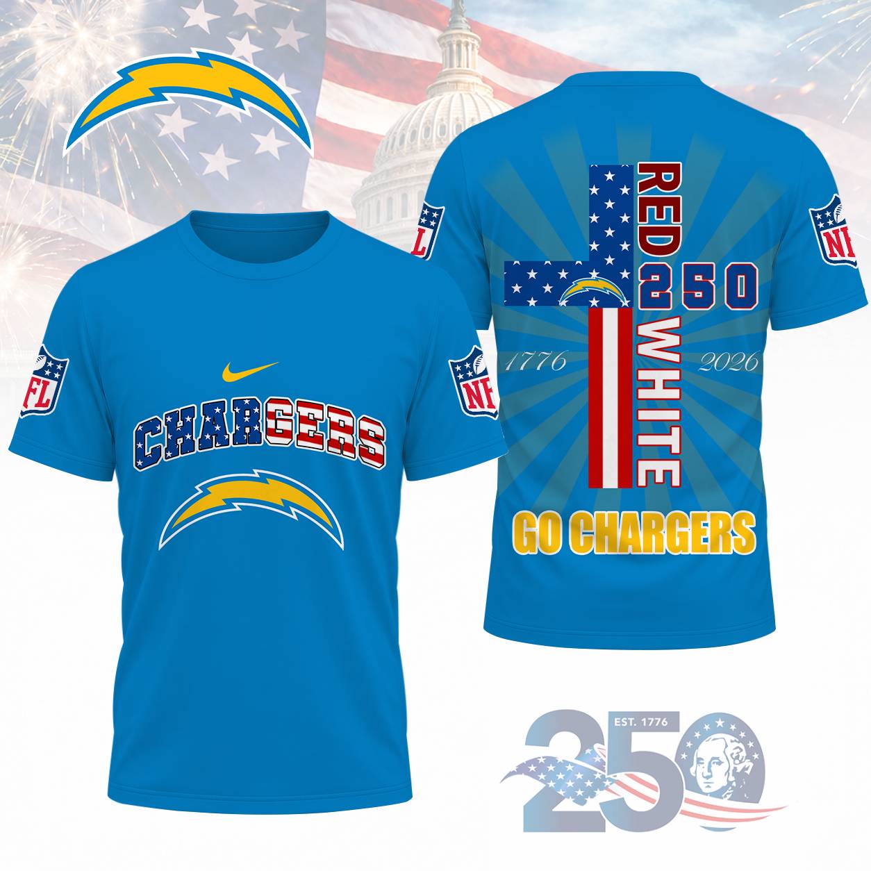 LIMITED EDITION - NEW CUSTOMIZED NFL09 LAC LOS ANGELES CHARGERS T-SHIRT, POLO SHIRT, ZIP POLO SHIRT, SWEATSHIRT, HOODIE & ZIP HOODIE