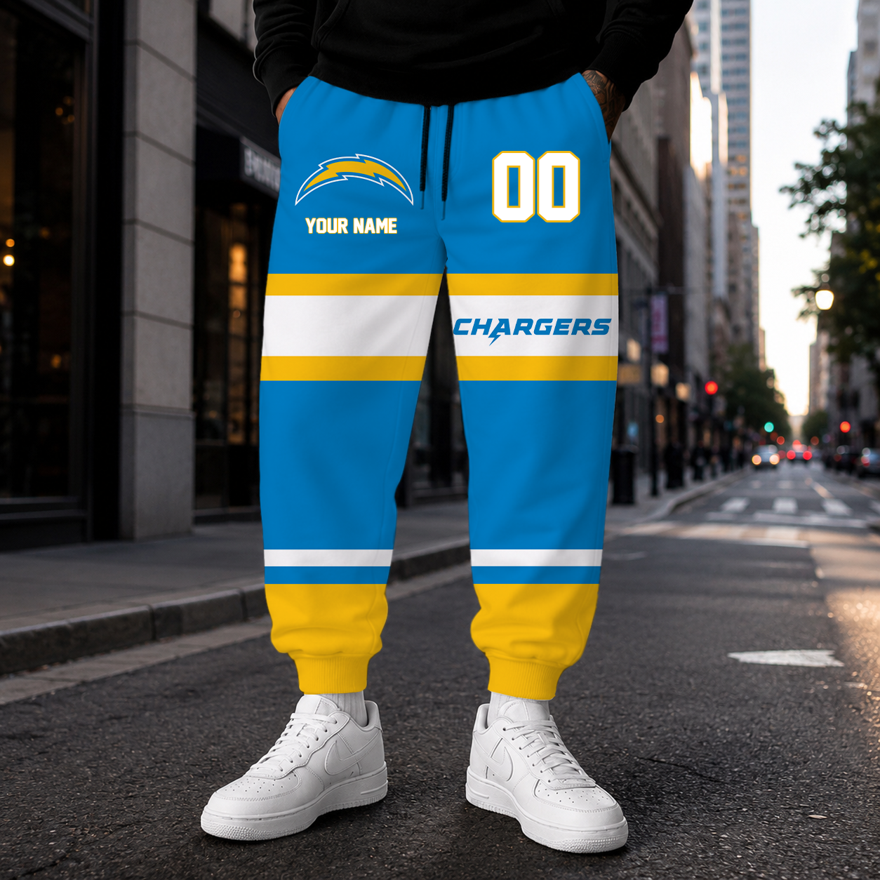 LIMITED EDITION - NEW CUSTOMIZED NFL09 LAC LOS ANGELES CHARGERS SWEATPANTS