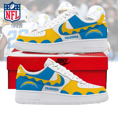 FINAL CLEARANCE - NEW CUSTOMIZED NFL09 LAC LOS ANGELES CHARGERS AF1 SNEAKERS