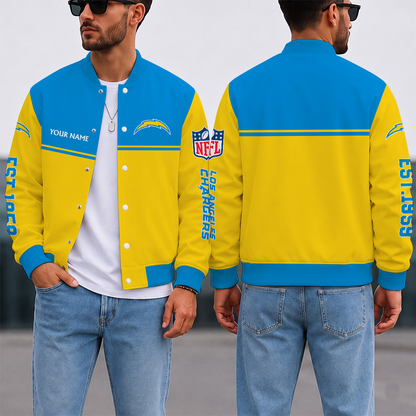 LIMITED EDITION - NEW CUSTOMIZED NFL09 LAC LOS ANGELES CHARGERS SATIN VARSITY & BASEBALL JACKET