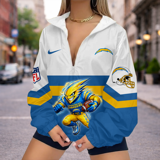 LIMITED EDITION - NEW CUSTOMIZED NFL09 LAC LOS ANGELES CHARGERS V-NECK ZIPPER SWEATSHIRT JACKET