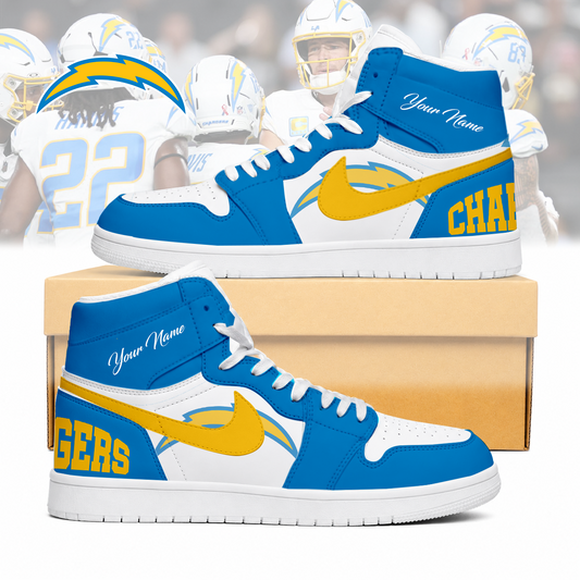 LIMITED EDITION - NEW CUSTOMIZED NFL09 LAC LOS ANGELES CHARGERS AIR JORDAN SNEAKERS