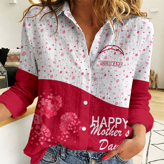 LIMITED EDITION - NEW CUSTOMIZED NFL09 LAC LOS ANGELES CHARGERS WOMEN'S CASUAL SHIRT FOR MOTHER'S DAY