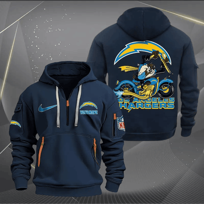 [SPECIAL OFFER] NEW CUSTOMIZED NFL09 LAC LOS ANGELES CHARGERS MUTICOLOR QUARTER ZIP HOODIE