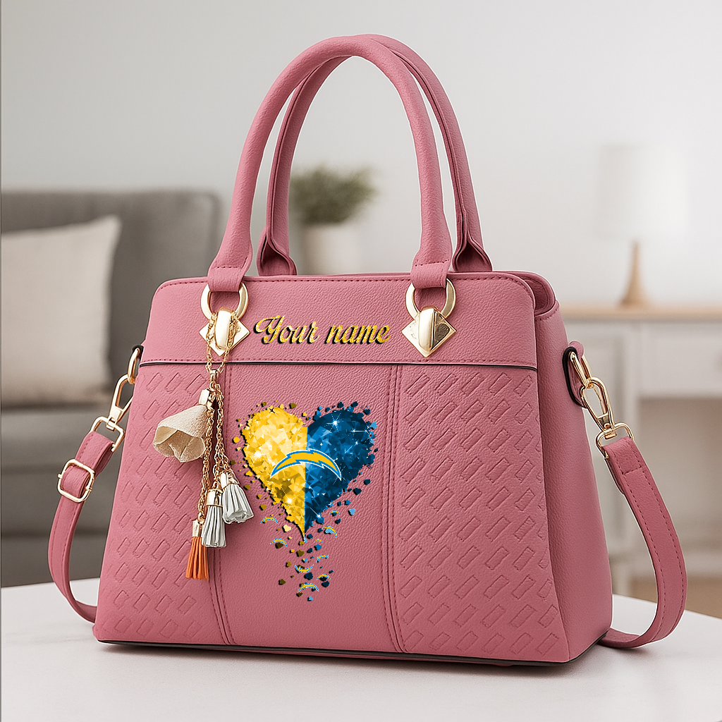 LIMITED EDITION - NEW CUSTOMIZED NFL09 LAC LOS ANGELES CHARGERS ZIP HANDBAG MULTICOLOR