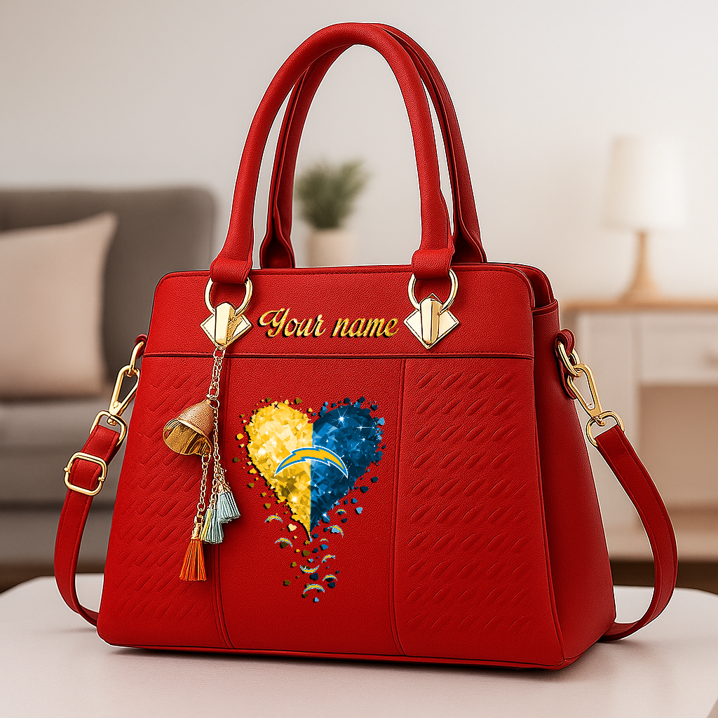 LIMITED EDITION - NEW CUSTOMIZED NFL09 LAC LOS ANGELES CHARGERS ZIP HANDBAG MULTICOLOR
