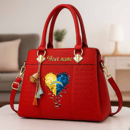 LIMITED EDITION - NEW CUSTOMIZED NFL09 LAC LOS ANGELES CHARGERS ZIP HANDBAG MULTICOLOR