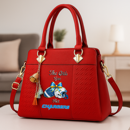 LIMITED EDITION - NEW CUSTOMIZED NFL09 LAC LOS ANGELES CHARGERS WOMEN'S ZIP HANDBAG MULTICOLOR