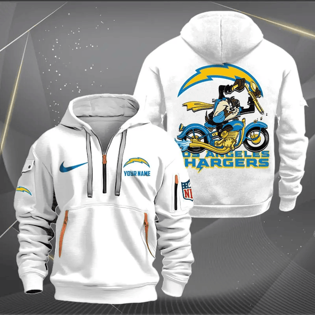 [SPECIAL OFFER] NEW CUSTOMIZED NFL09 LAC LOS ANGELES CHARGERS MUTICOLOR QUARTER ZIP HOODIE