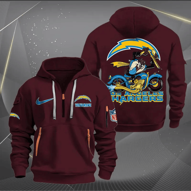 [SPECIAL OFFER] NEW CUSTOMIZED NFL09 LAC LOS ANGELES CHARGERS MUTICOLOR QUARTER ZIP HOODIE