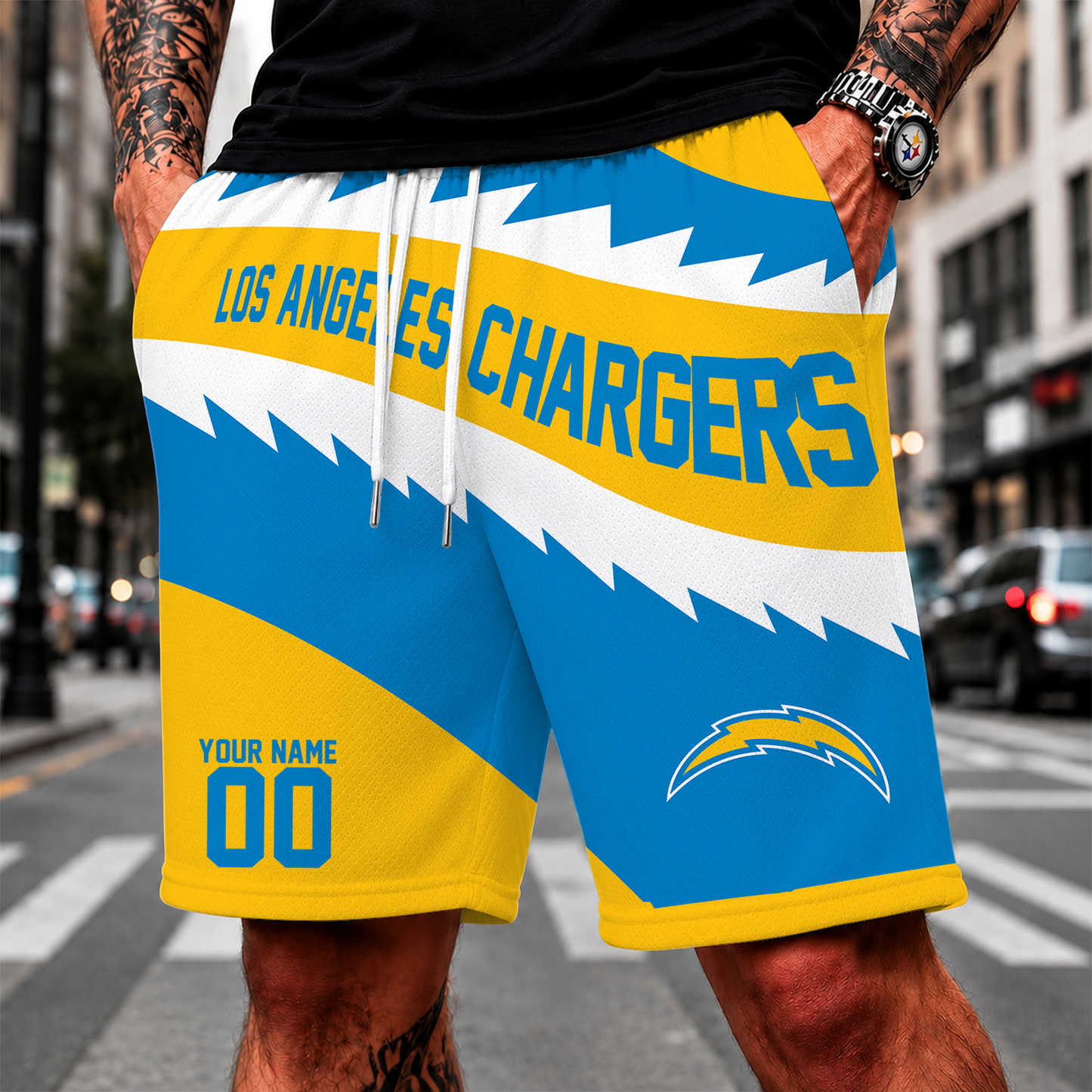 [SPECIAL OFFER] NEW CUSTOMIZED NFL09 LAC LOS ANGELES CHARGERS SHORT PANTS