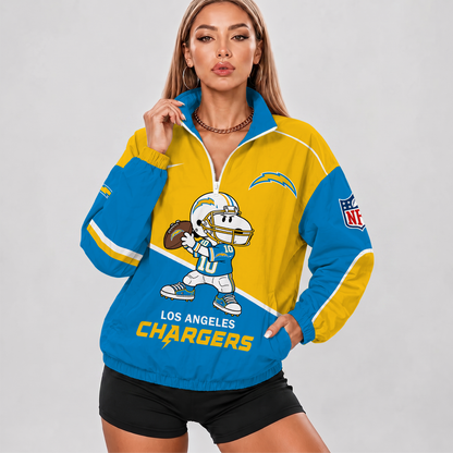 [SPECIAL OFFER] NEW CUSTOMIZED NFL09 LAC LOS ANGELES CHARGERS V-NECK ZIPPER SWEATSHIRT JACKET
