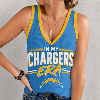 [SPECIAL OFFER] NEW CUSTOMIZED NFL09 LAC LOS ANGELES CHARGERS WOMEN'S V-NECK TANK TOP