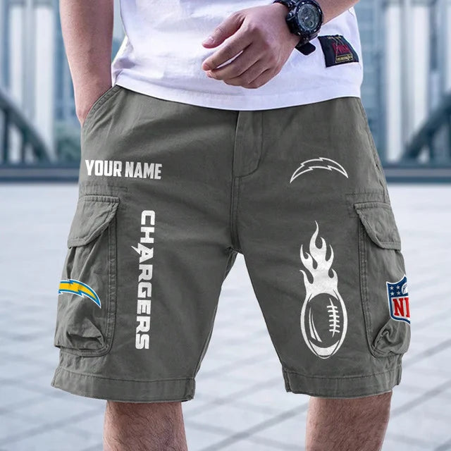 [SPECIAL OFFER] NEW CUSTOMIZED NFL09 LAC LOS ANGELES CHARGERS CARGO SHORTS
