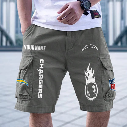 [SPECIAL OFFER] NEW CUSTOMIZED NFL09 LAC LOS ANGELES CHARGERS CARGO SHORTS
