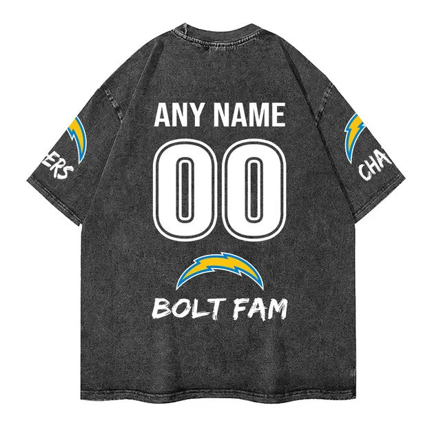[SPECIAL OFFER] NEW CUSTOMIZED NFL09 LAC LOS ANGELES CHARGERS MULTICOLOR WASHED TEE