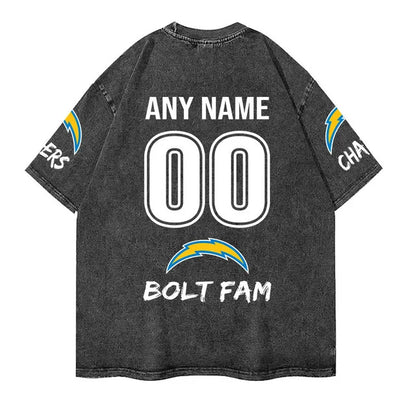 [SPECIAL OFFER] NEW CUSTOMIZED NFL09 LAC LOS ANGELES CHARGERS MULTICOLOR WASHED TEE