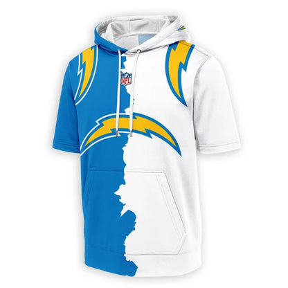 LIMITED EDITION - NEW CUSTOMIZED NFL09 LAC LOS ANGELES CHARGERS SHORT SLEEVE HOODIE T-SHIRT