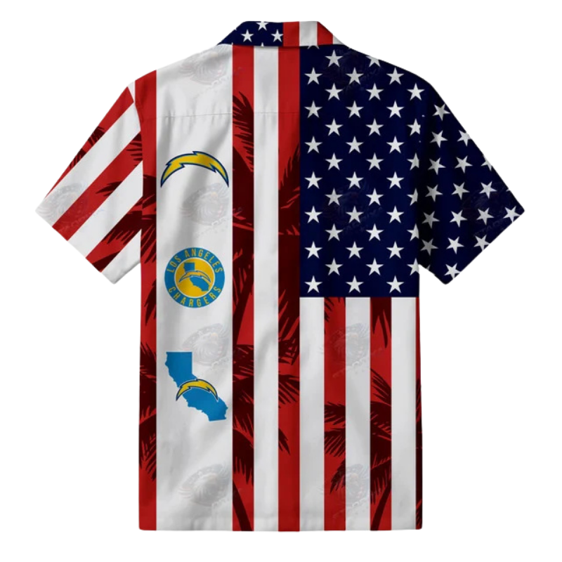 LIMITED EDITION - NEW CUSTOMIZED NFL09 LAC LOS ANGELES CHARGERS PATRIOTIC 250 USA HAWAIIAN SHIRT