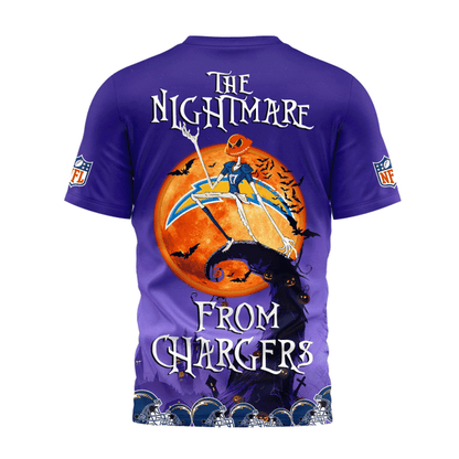 [SPECIAL OFFER] NEW CUSTOMIZED NFL09 LAC LOS ANGELES CHARGERS HALLOWEEN THE NIGHTMARE APPAREL